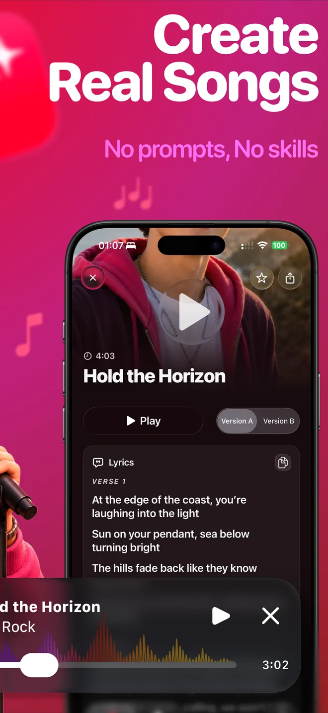 Create real songs with AI vocals and lyrics